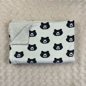 HB Hudson Baby Black White Bear Face Baby Blanket Sherpa Lovey Reversible